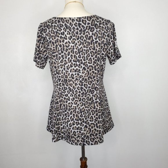 d & co. Leopard Animal Print Short Sleeve Pullover Top Size SP - Picture 6 of 9